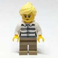 Criminal, Prison Shirt, Dark Tan Legs, Bright Light Yellow Hair