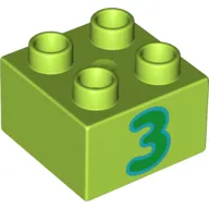Duplo Brick 2 x 2 with '3' Print