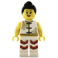 Woman, White Robes with Ties, White Legs, Black Hair