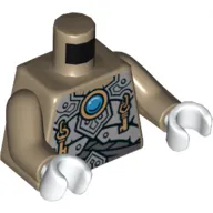 Torso Armor with Light Bluish Gray Scales, Copper Key Pendants and Blue Round Jewel (Chi) Print, Dark Tan Arms, White Hands