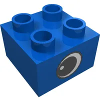 Duplo Brick 2 x 2 with Eye with White Spot Print, on Two Sides - Type 1