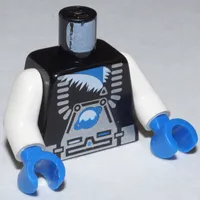 Torso Space Suit, Ice Planet Silver Print, White Arms, Blue Hands