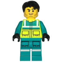Paramedic, Vibrant Yellow Safety Vest, Dark Turquoise Legs, Black Hair