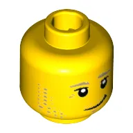 Minifig Head Professional Surfer, Dark Tan Eyebrows and Stubble, Crooked Grin Print [Hollow Stud]