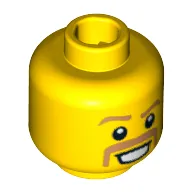 Minifig Head Daredevil, Dual Sided, Brown Eyebrows and Moustache, Happy / Scared Print [Blocked Open Stud]
