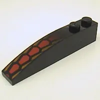 Brick Curved 6 x 1 with Repeating Red and Orange Scales Print