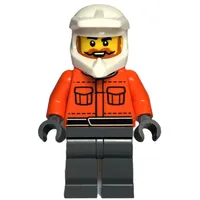 Pit Crew, Reddish Orange Torso, Dark Bluish Grey Legs, Male, Dark Orange Beard