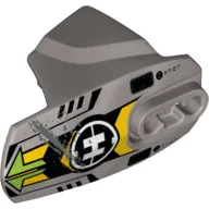 Large Figure Limb Cover, Size 5, Armor with Ball Joint Socket with Lime Arrows, Black and Yellow Chevrons, and Hero Factory Logo Print