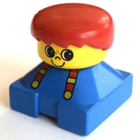 Duplo 2 x 2 x 2 Figure Brick, Spiky Bangs, Red Hair, Suspenders, Freckle Nose Print