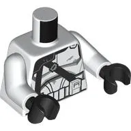 Torso, Nova Corps Clone Commander Armor, Black Straps print, White Arms, Black Hands