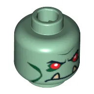 Minifig Head Troll / Orc, Red Eyes and Lower Fangs Print