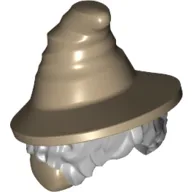 Hair and Hat, Floppy Witch Hat with Dark Bluish Grey Short Bushy Hair and Ear Muffs