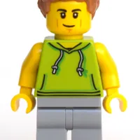 Man, Lime Hoodie, Light Bluish Gray Legs, Medium Nougat Hair