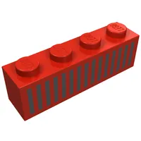 Brick 1 x 4 with Bottom Tubes, Lowered Center Cross Support with Black 15 Bars Grill Print