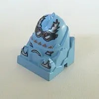 Racer Driver Head, Brick Special 2 x 2 Round, Goggles, Silver Flames, Dark Tan Teeth print (Freeze)