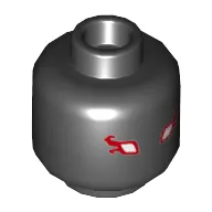 Minifig Head Mr E, White Eyes with Red Flames Print [Hollow Stud]