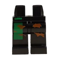 Hips and Black Legs with Green Stripe and Brown Camouflage Spots Print