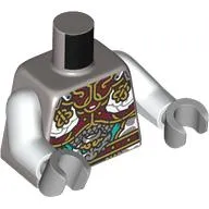 Torso, Gold/Dark Red/Dark Turquoise Asian Decorations print, White Arms, Light Bluish Gray Hands