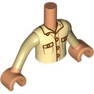 Minidoll Torso Boy with Shirt, Reddish Brown Buttons, Pockets print, Nougat Arms and Hands