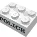 Brick 2 x 3 without Cross Supports with Black 'POLICE' Serif Bold Print (Embossed)