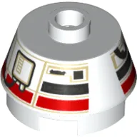 Brick Round 2 x 2 Truncated Cone with Red and Black Droid Print (DD-BD)