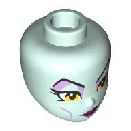 Minidoll Head, Lavender Eyeshadow, Thin Black Eyebrows, Yellow Eyes, Dark Purple Lips