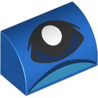 Brick Curved 1 x 2 x 1 No Studs with Dark Blue Eye, White Pupil print