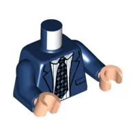 Torso Jacket, White and Light Bluish Grey Striped Shirt, Black Dotted Tie print, Dark Blue Arms, Light Nougat Hands