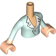 Minidoll Torso Girl with Light Aqua Blouse Print, Light Nougat Arms with Hands and Light Aqua Sleeves Print