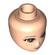 Minidoll Head with Light Brown Eyes, Freckles, Pink Lips and Closed Mouth Print