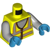 Torso Safety Vest with Reflective Crossed Stripes and Zipper, over Light Bluish Gray Shirt Print, Light Bluish Gray Arms, Dark Azure Hands