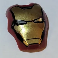 Headwear Accessory Visor Top Hinge, Rounded, with Gold Face Shield and Bright Light Blue Eyes Print (Iron Man)