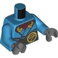 Torso Robe, Dark Bluish Grey Trim, Gold Decorations, Dark Red Scarf print, Dark Azure Arms, Dark Bluish Gray Hands