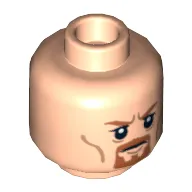 Minifig Head Boromir / Rebel Trooper, Dual Sided, Goatee Stern / Grimacing Print [Hollow Stud]
