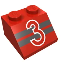 Slope 45° 2 x 2 with "3" over Black Stripes Print