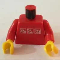 Torso Gravity Games with 3 White & Silver Logos Print, Red Arms, Yellow Hands