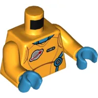 Torso Spacesuit, Classic Space Logo, Dark Azure Trim Print, Bright Light Orange Arms, Dark Azure Hands