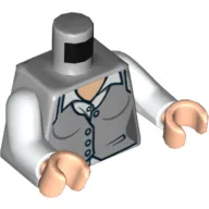 Torso Waistcoat with Buttons and White Shirt Print, White Arms, Light Nougat Hands