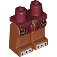 Hips and Dark Orange Legs with Dark Red and Gold Armor, Gold Belt Buckle, Black Tiger Stripes and White Claws Print