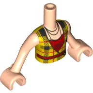 Minidoll Torso Girl with Yellow Shirt, Blue Square Lines, Red Shirt, Necklace