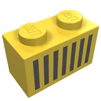 Brick 1 x 2 with Black Grill Print