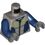 Torso Bodysuit, Zipper, Dark Blue Panels, Lime Trim Print, Dark Blue Arms, Dark Bluish Gray Hands