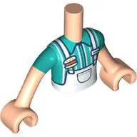 Minidoll Torso Boy with White Apron, Dark Turquoise/White Striped Shirt print, Light Nougat Arms and Hands