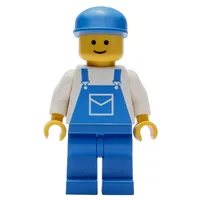 Man - White Torso, Blue Overall, Blue Cap - 3626b Head