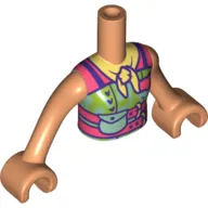 Minidoll Torso Girl Coral/Dark Purple Top, Medium Blue pocket, Bright Light Orange Sash