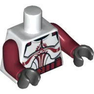 Torso Armor Clone Trooper with Dark Red Markings and Belt, Light Bluish Grey Half Circle Print, Dark Red Arms, Black Hands