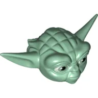 Minifig Head Special, Yoda Straight Ears with Large Eyes and White Hair Print