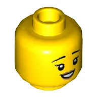 Minifig Head, Eyebrows, Eyelashes, Peach Lips, Open Smile / Slight Smile Print