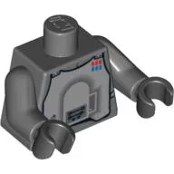 Torso Armor, Light Bluish Gray Chestplate with Rank Badge Print (Hoth Imperial Officer) Print, Dark Bluish Gray Arms, Black Hands