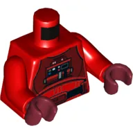 Torso Pilot Suit, Control Panel, Black Belt, Dark Red Belt Buckle Print, Red Arms, Dark Red Hands